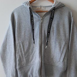 MICHAEL KORS - Logo drawstring Zip Up Hoodie - Grey - Size XS